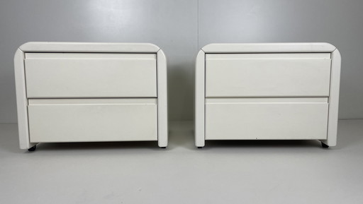 2 X Vintage Space Age Nightstands White Wood