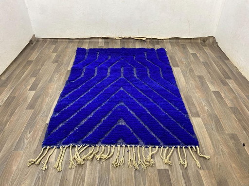 Tapis en laine naturelle bleu Marocain sur mesure traditionnelle taille 150/250 cm – Alberto Bazzani (photo 2 of 6)