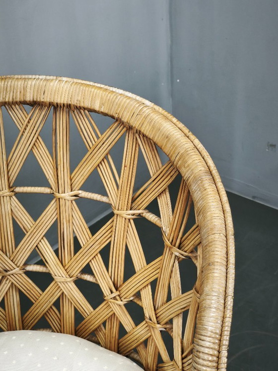 Image 1 of Een paar Italiaanse bamboe- en rotanfauteuils, jaren 60.