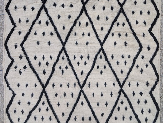 Image 1 of Tapis berbère - 305 cm x 208 cm - blanc et noir Laine