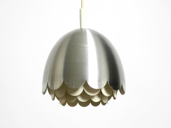 Image 1 of Magnifique petite lampe suspendue Space Age originale des années 1960 par Doria en aluminium et métal
