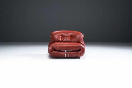 Fauteuil lounge Soriana vintage avec cuir neuf par Afra E Tobia Scarpa - Cassina