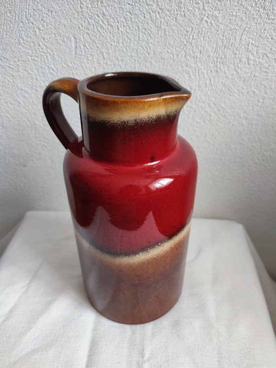 Image 1 of Vintage Scheuring West Germany 447-22 Vaso caraffa rosso marrone lava