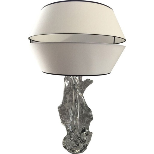 Schreibtischlampe aus Kristallglas von Robert Schneider, Frankreich 1950