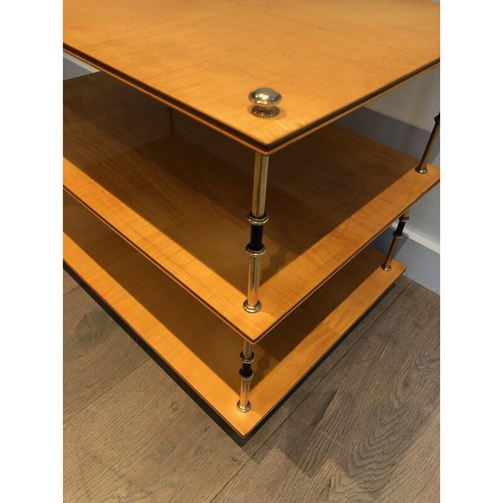 Image 1 of Vintage three-tiered console in sycamore and brass by Jansen, 1940