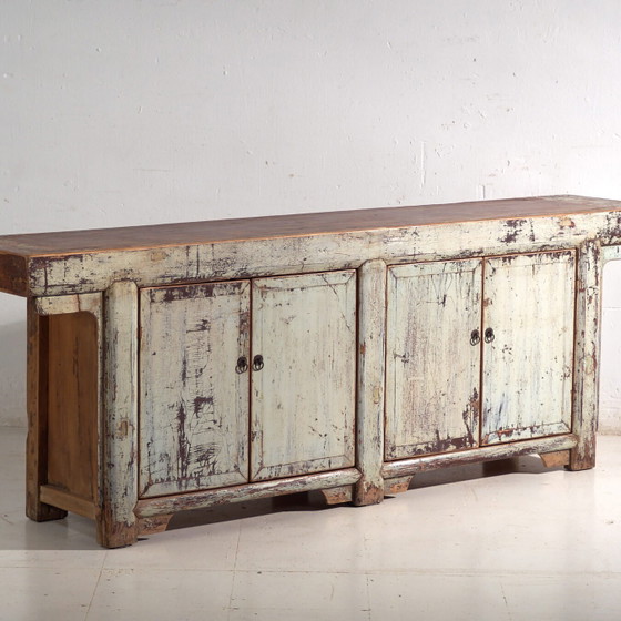 Antique lacquered altar sideboard in pine wood – China, circa 1900 – Brass (photo 4 of 40)