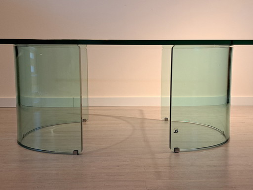 Table basse en cristal Gallotti & Radice des années 1970 — Design vintage italien

