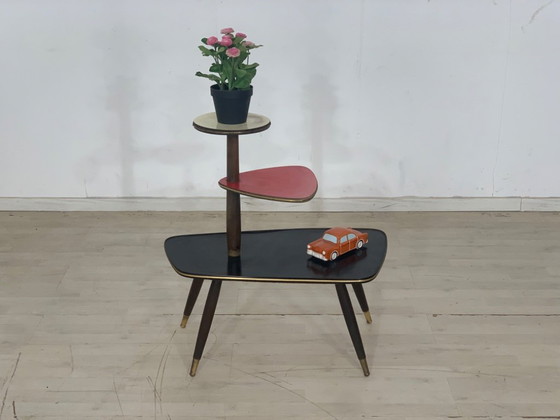 Image 1 of Midcentury flower stand Flower table Shelf Side table Kidney-shaped table Vintage