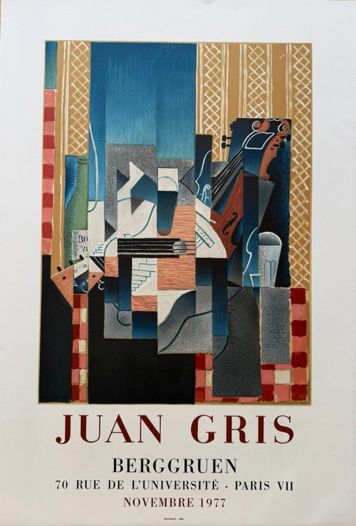 Juan Gris (1887–1927), Viool en Gitaar, Tentoonstellingsposter, 1977, Berggruen Gallery, Gedrukt in Frankrijk