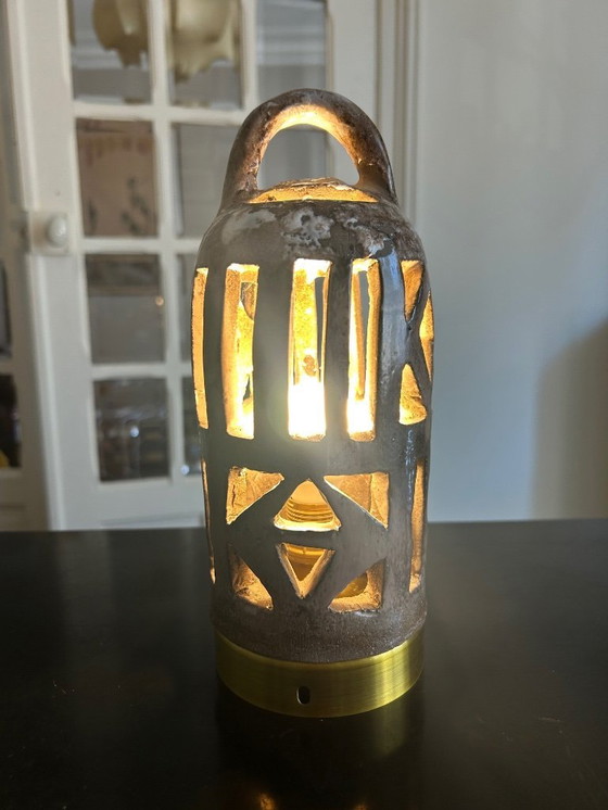 Image 1 of lampe en céramique ajourée 1970