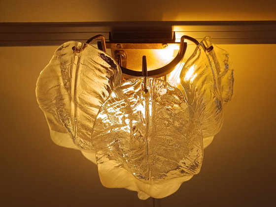 Image 1 of Mazzega Vintage Blad Wandlamp — Murano Glas (Italië, jaren 70) Gemaakt in Italië
