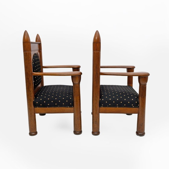 Image 1 of Eikenhouten art deco fauteuils in Amsterdamse stijl uit de jaren 1920