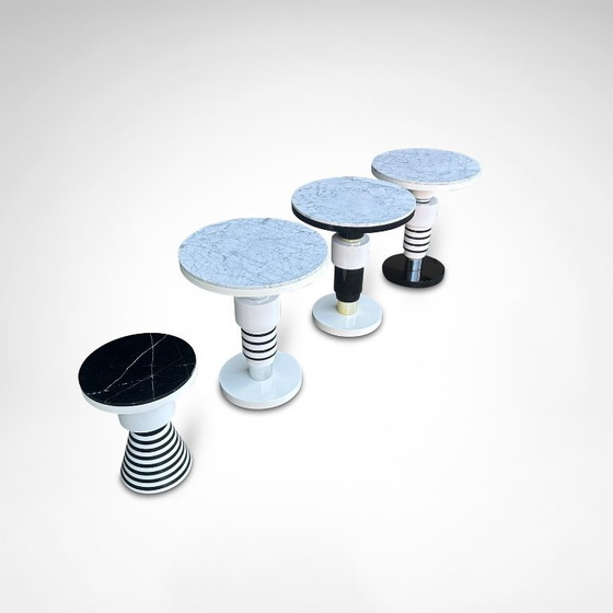 Image 1 of hand crafted side table of ceramic and marble in memphis style by Casalto 2020, set of 4