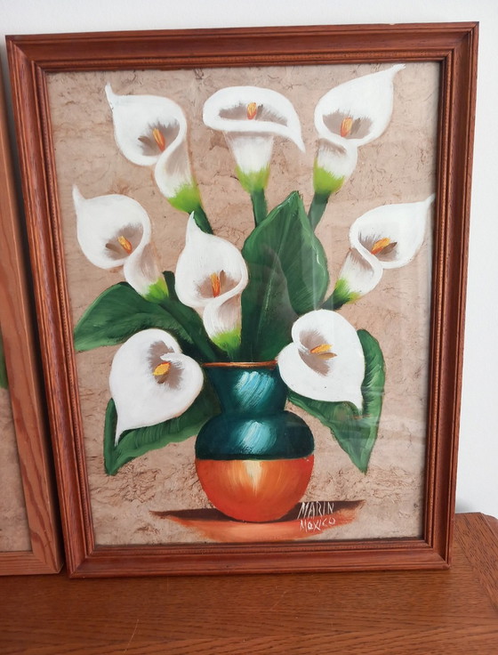 Image 1 of Rare Triptyque d'art AMATEdu Mexique signé MARIN México 