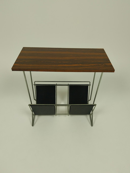 Vintage Side Table with Magazine Holder, 1960s