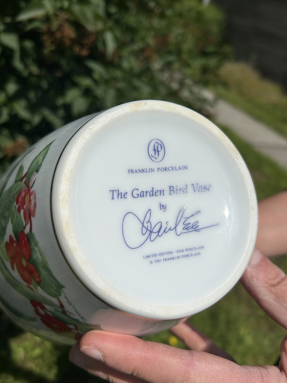 Image 1 of Franklin Porcelain The Garden Bird Vase & The Meadowland Bird Vase 