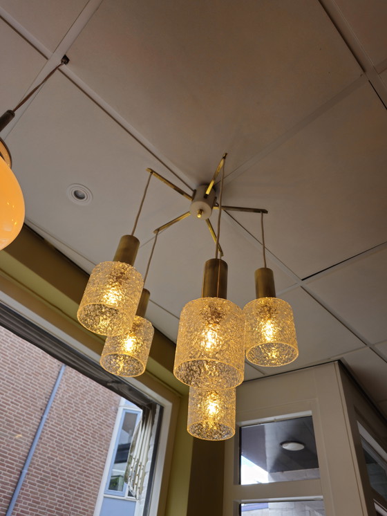 Image 1 of Lampada a sospensione a cascata vintage, lampada da soffitto in ottone