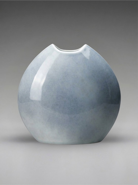 Image 1 of Virebent porcelain vase – stylized landscape decoration – organic design – Made in France – 18 cm