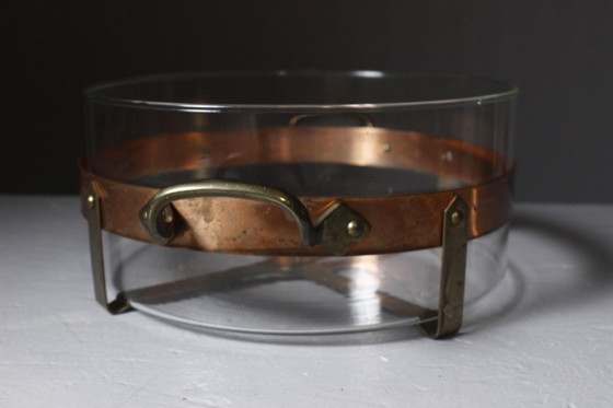 Nilsjohan Sweden - Grand Plat Four/Service Cuivre & Verre "Traktör" Design 1980s – Accessoires de table, Glass (photo 4 of 8)