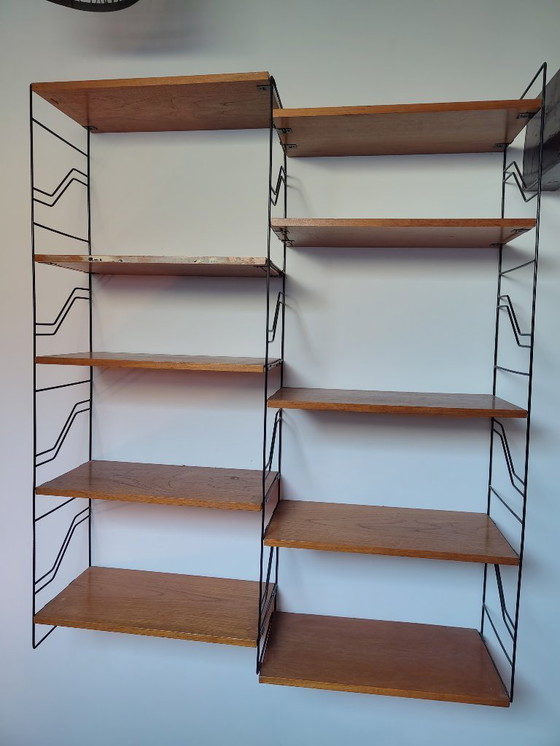 Image 1 of Système mural modulaire vintage en métal et bois de teck