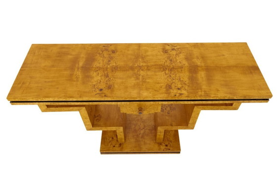 Image 1 of Console géométrique en ronce de noyer de style Art Déco.