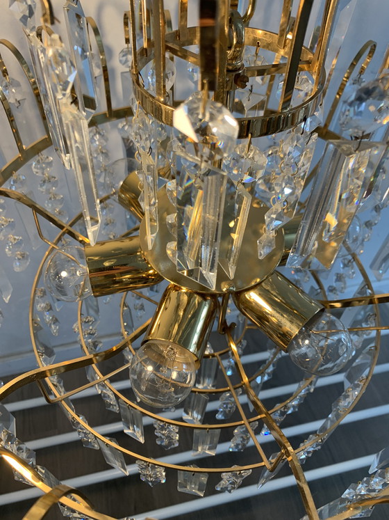 Image 1 of Original Vintage Massive Crystal Chandelier – 1970s Waterfall