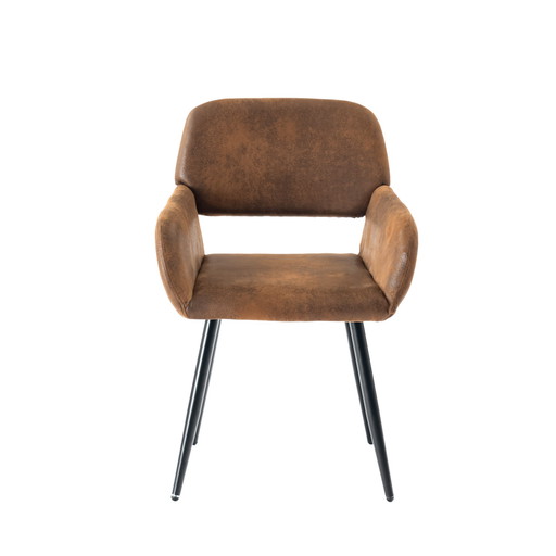 2x Urban Meuble industrial style dining chairs, retro, brown fabric, black legs, Mayfair Suede Brown
