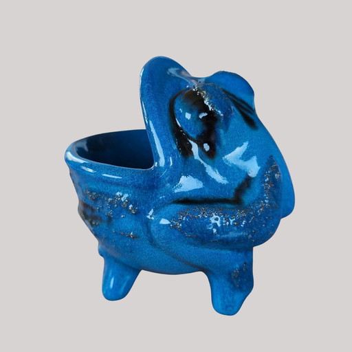Ciotola per snack Frosch Carstens Tönnieshof Keramik Fat Lava blu nero anni '70 Ceramica della Germania Ovest