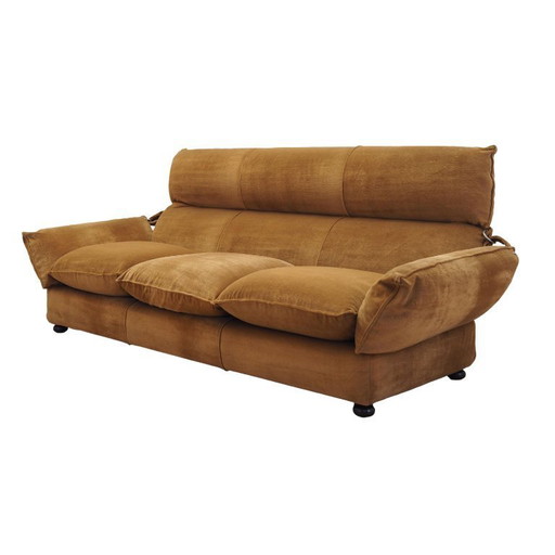 Brown velour sofa, Italian design, 1970s, manufacturer: Dall’Oca