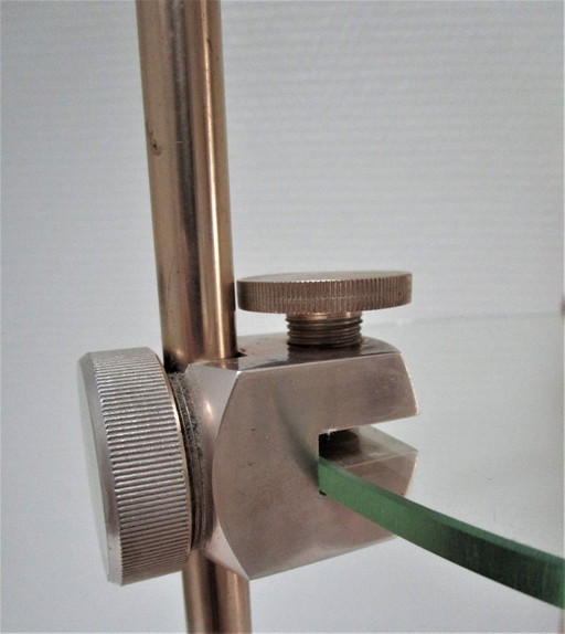 1970s metal and glass display shelf