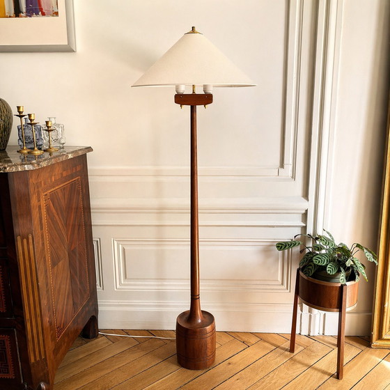 Image 1 of Vintage Scandinavian floor lamp in teak and brass, Tranås Stilarmatur, Sweden, 1960s