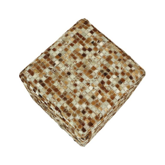 Image 1 of Vintage Square Footstool Goatskin