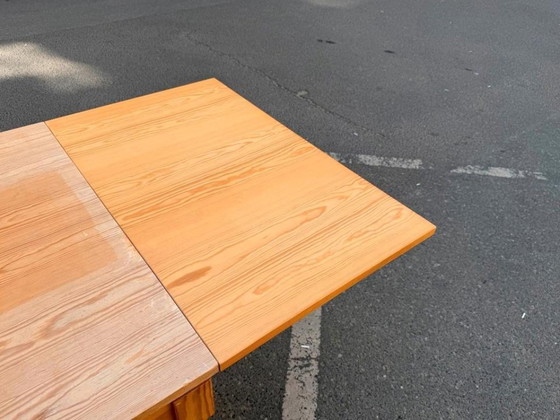 1/1 Dining Table Solid Pine Extendable Mid Century, Wood, Brown, Vintage (photo 8 of 12)