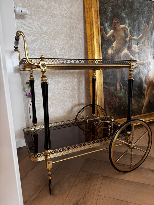 Drankentrolley / Serveerwagen Antiek Wood and Brass Empire