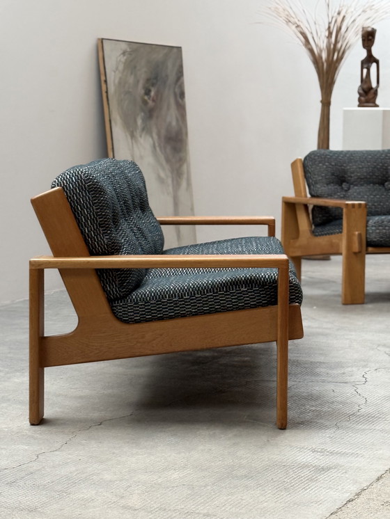 Image 1 of ESKO PAJAMIES FÜR ASKO „BONANZA“ SET 2 SESSEL & 1 SOFA EICHE HOLZ FINNLAND 1970er