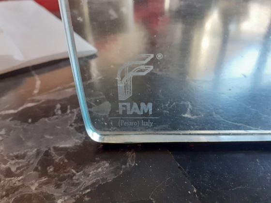 Image 1 of FIAM Italia – Table basse originale en verre courbé, logo gravé, design vintage des années 1980