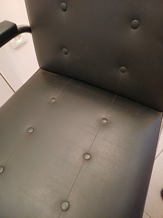 Tubax Armchairs with tubular frame and button upholstery, Tubax fauteuils, Metal, Skai, Green, Vintage (photo 2 of 6)
