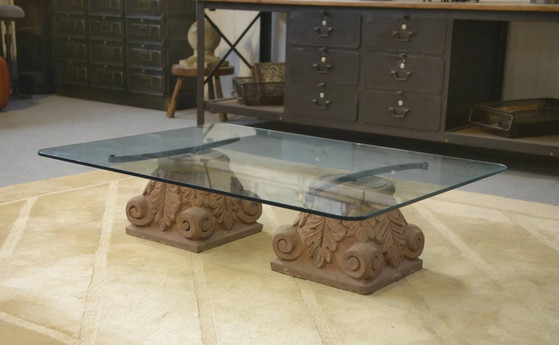 1960s stone and glass pedestal coffee table – Crystal, Vintage (photo 2 of 7)