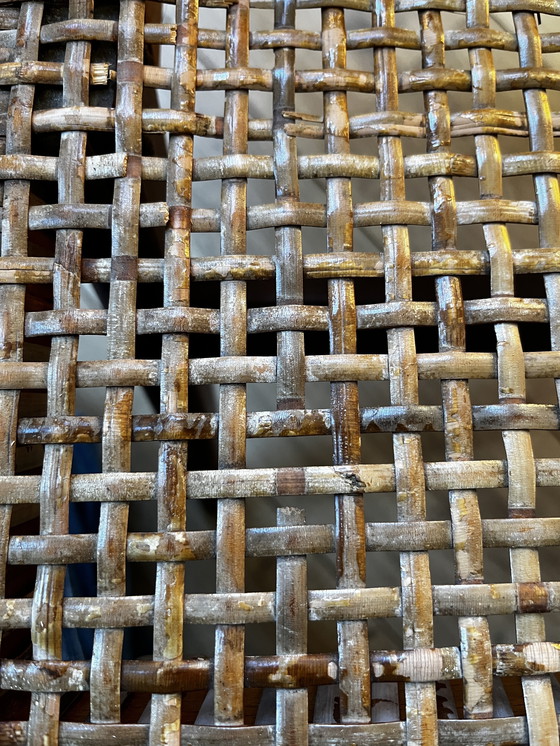 Image 1 of Fauteuil vintage en teck et rotin, design milieu du siècle