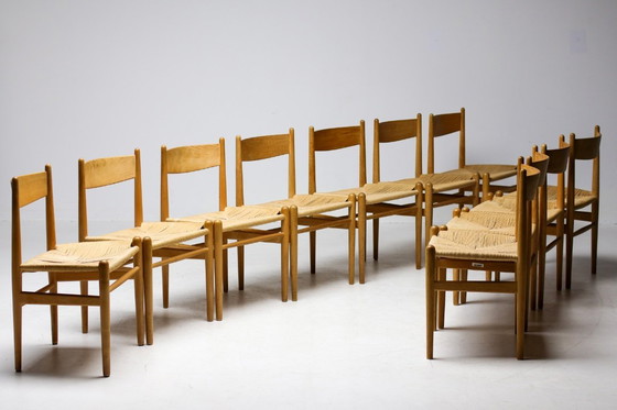 Image 1 of HANS J. WEGNER PP75 DINING TABLE IN OAK WITH ELEVEN OAK CH36 DINING CHAIRS