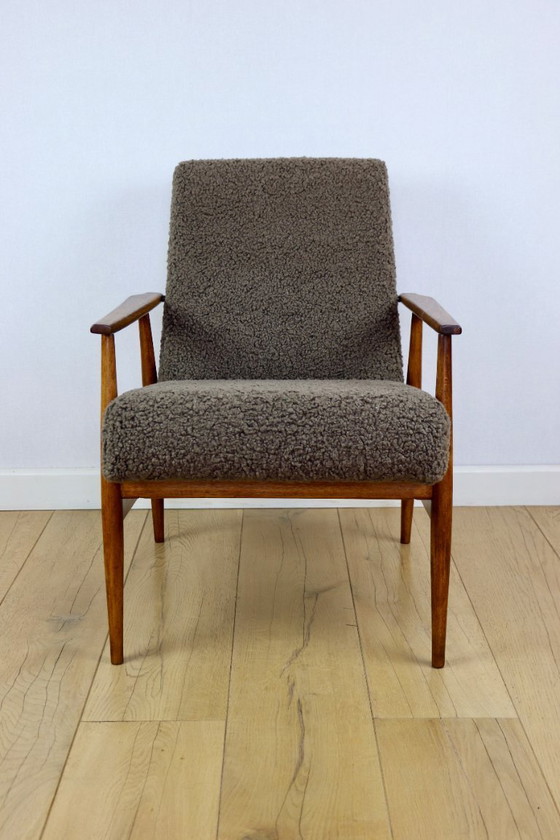 Image 1 of Armchair 'Lis', 1970s brown chocolate brown boucle design by Henryk Lis - 2 pieces available