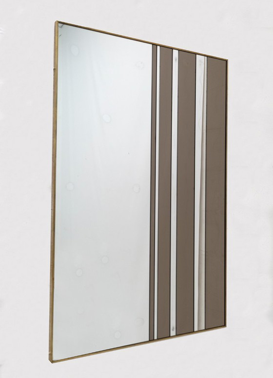 Image 1 of Attributed to Romeo Rega Mid-Century Modern Italian Bicolor Wall Mirror, 1970s