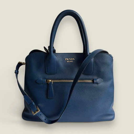 Prada Saffiano Leather Open Promenade Satchel
