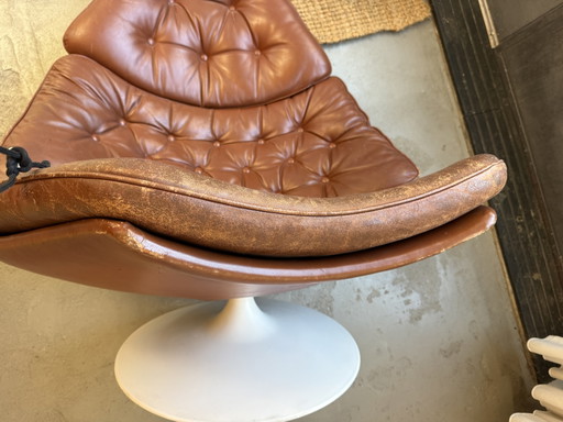 Poltrona lounge vintage Artifort F588 – stoelen fauteuils, Leather, Metal (photo 2 of 8)