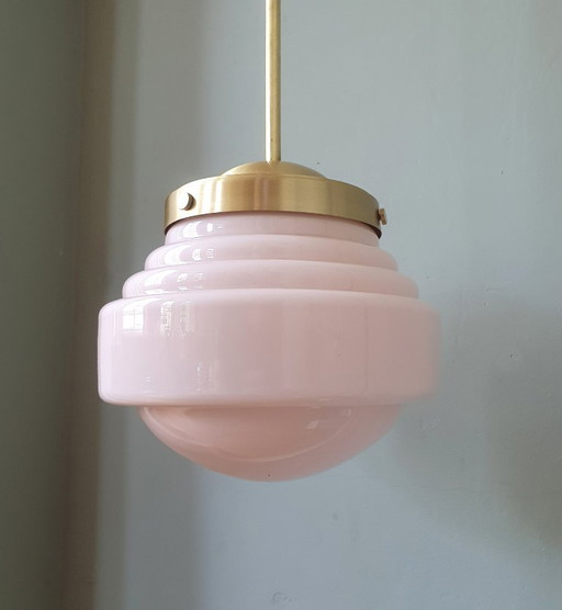 Lámpara colgante Vintage Art Déco Rose cerrada con armadura de péndulo