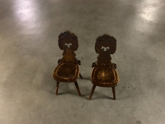 Rough Brutalist set of two chairs. – Dining chairs, Wood (photo 7 of 8)