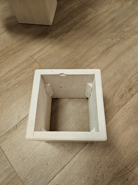 Image 1 of Vintage Travertine Marble Stone Side Tables Coffee Table Tables