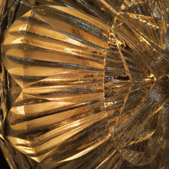 Image 1 of Vintage Ceiling Lamp with Cut Glass and Brass Rim (40cm)