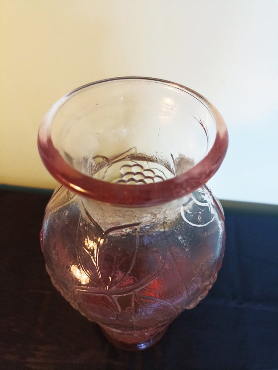 Image 1 of Vintage Italian Empoli vase - pink pressed glass (60-70) - 32 cm high