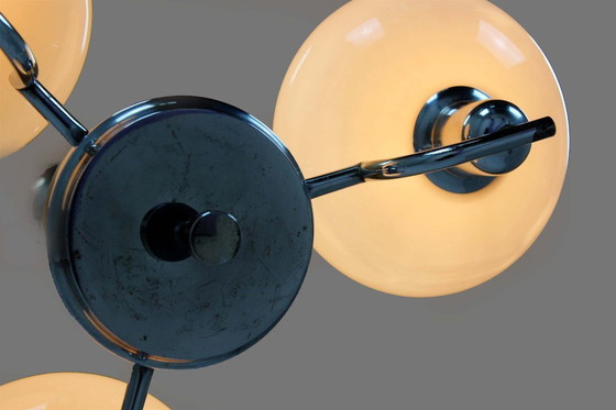 Image 1 of Lustre Art Déco Bauhaus chromé de Napako, ancienne Tchécoslovaquie, années 1940